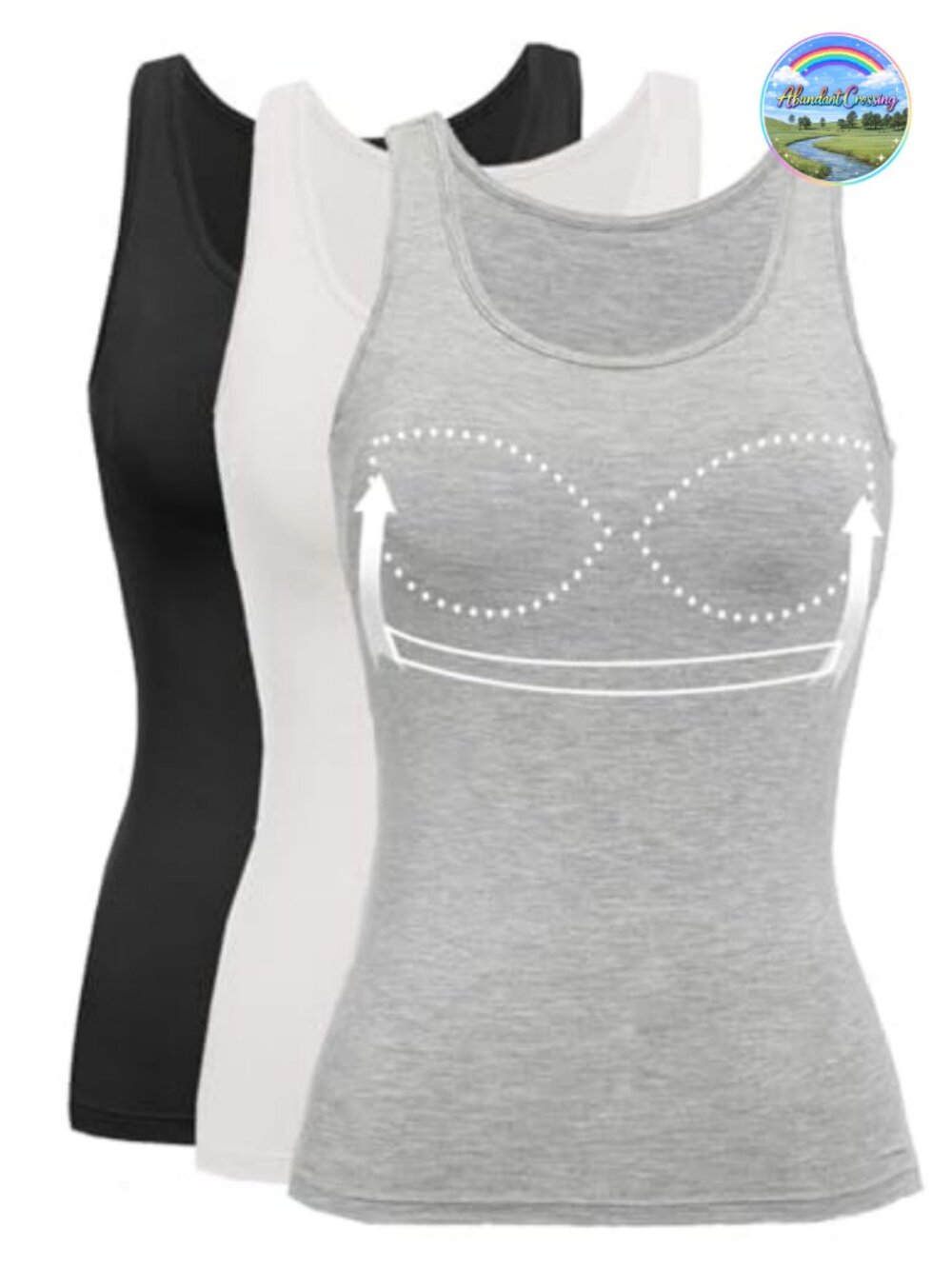 Women's Tank Top with Built-in Bra, Wide Strap Sleeveless Camisole, Yoga Top